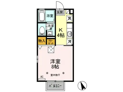 Sスクエア I(1K/1階)の間取り写真