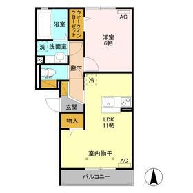 クオーレ(1LDK/2階)の間取り写真