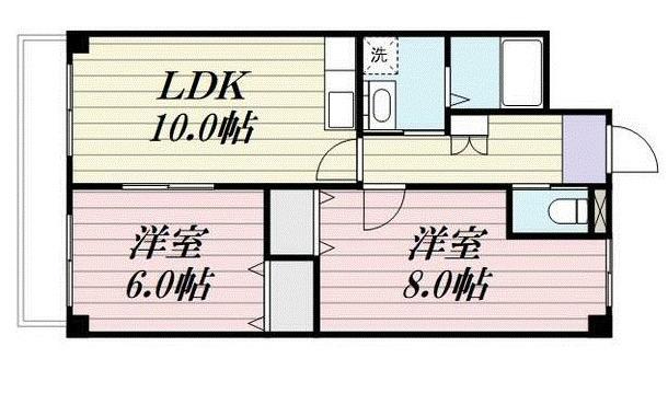 ヴァンテアンⅢ(2LDK/1階)の間取り写真