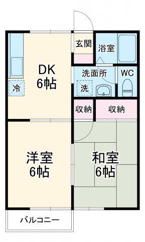 ルミエール(2DK/2階)の間取り写真