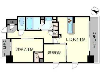 シティカレント新大阪(2LDK/12階)の間取り写真