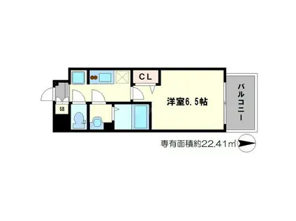 スワンズシティ新大阪ヴィーヴォ(1K/13階)の間取り写真