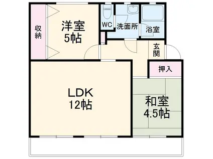 ハビタブル森本(2LDK/3階)の間取り写真