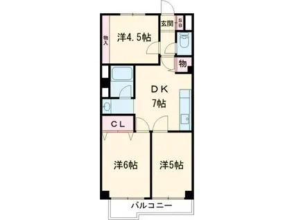 ワコー王子マンション(3DK/6階)の間取り写真