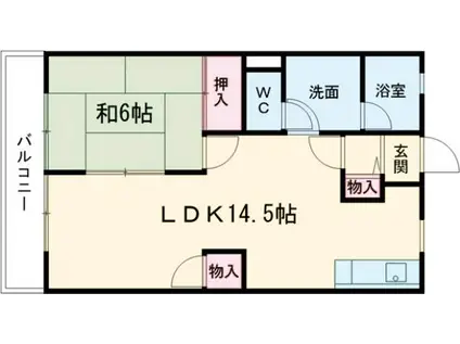 ウエストヒルパートII(1LDK/1階)の間取り写真