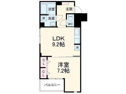 TREES2(1LDK/3階)の間取り写真