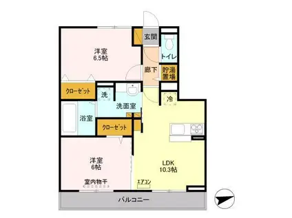 フォレスト1(2LDK/2階)の間取り写真