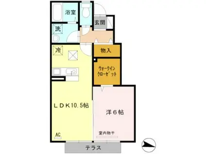 バーム ドルフ(1LDK/1階)の間取り写真