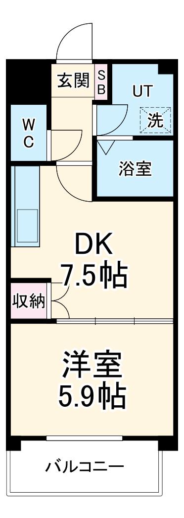 アスペン(1DK/1階)の間取り写真