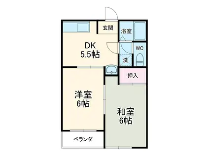 サニーライフ市川(2DK/1階)の間取り写真