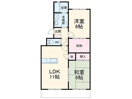 バンブーハウス(2LDK/1階)の間取り写真