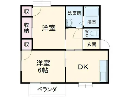 ハイツカトレア(2DK/1階)の間取り写真