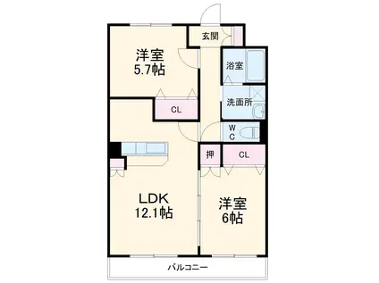 LA PRIMAVERA(2LDK/1階)の間取り写真