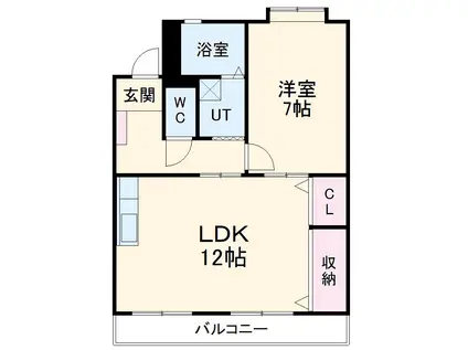 ワカバビル(1LDK/2階)の間取り写真