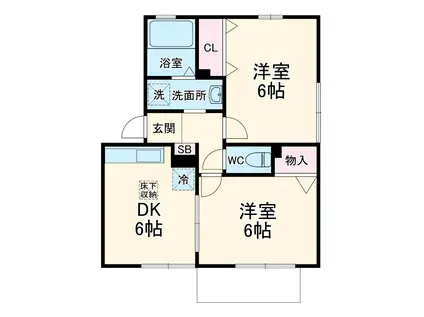 ポルクⅥ(2DK/2階)の間取り写真