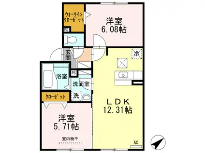 ルミエールコート Ⅰ(2LDK/1階)の間取り写真