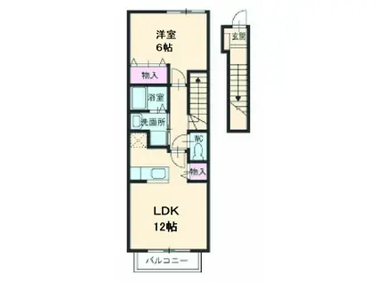 アヴニールYOUーⅢ(1LDK/2階)の間取り写真