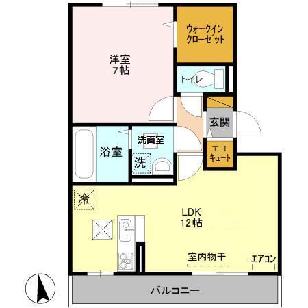 クレール1(1LDK/1階)の間取り写真