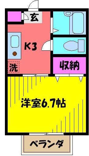 リステル本八幡(1K/2階)の間取り写真