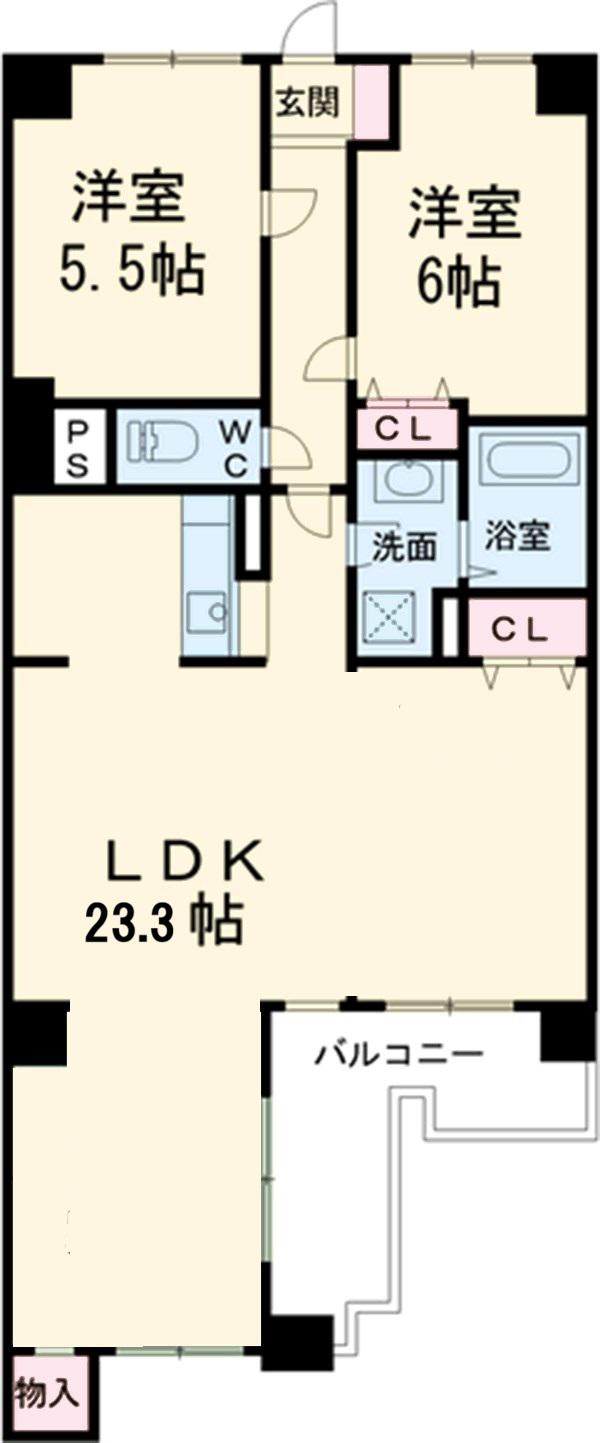 コメルス V(2LDK/8階)の間取り写真