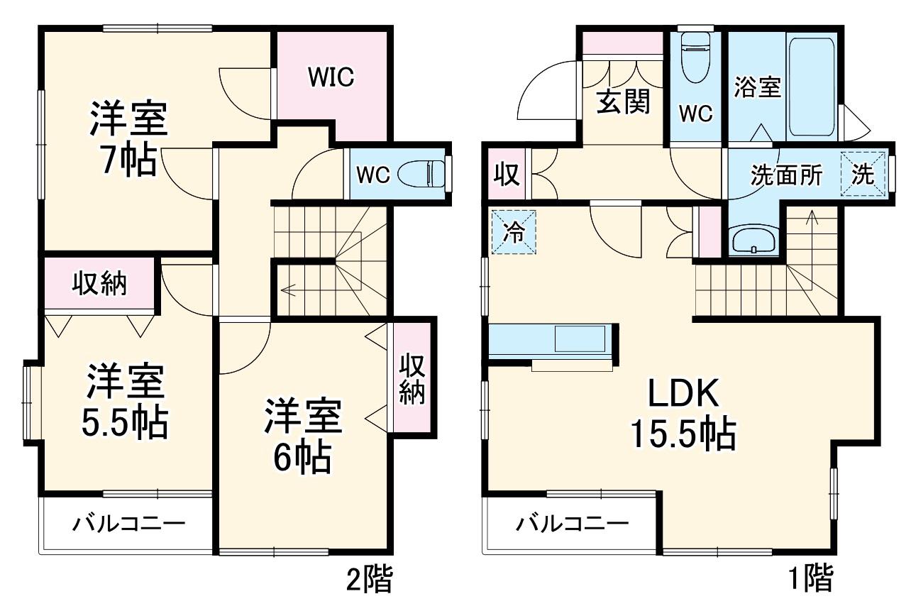 御殿場線 大岡駅(静岡) 徒歩15分 2階建 築14年(3LDK)の間取り写真