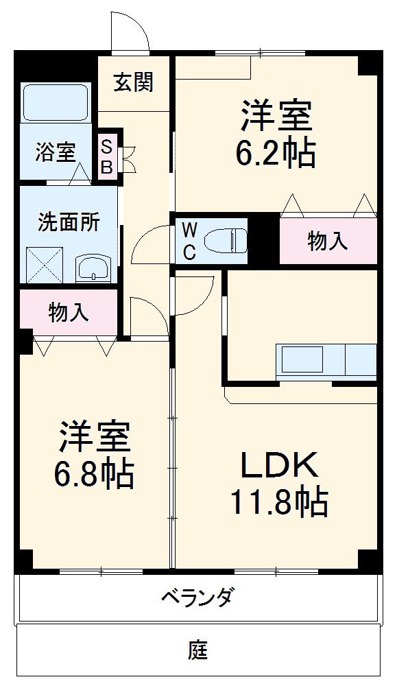 フォレスタ神の倉(2LDK/1階)の間取り写真