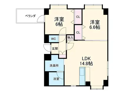 ルミエール苗代(2LDK/3階)の間取り写真