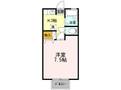BELLAIR ANNEX(1K/1階)の間取り写真