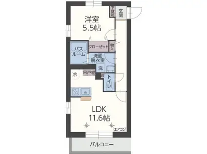 メルキオール(1LDK/4階)の間取り写真