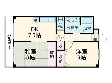 南八幡ガーデンビレッジ(2DK/1階)の間取り写真