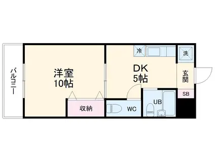 クラウディア(1DK/2階)の間取り写真