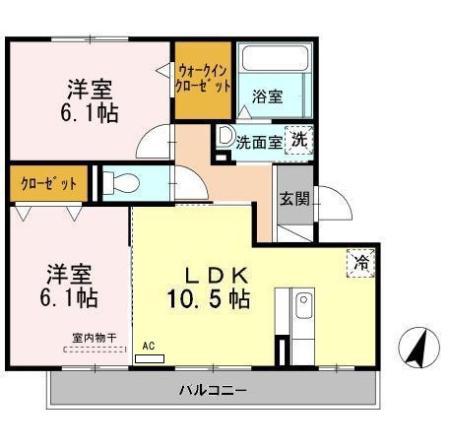パストラル(2LDK/2階)の間取り写真