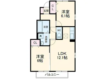 パストラル(2LDK/1階)の間取り写真