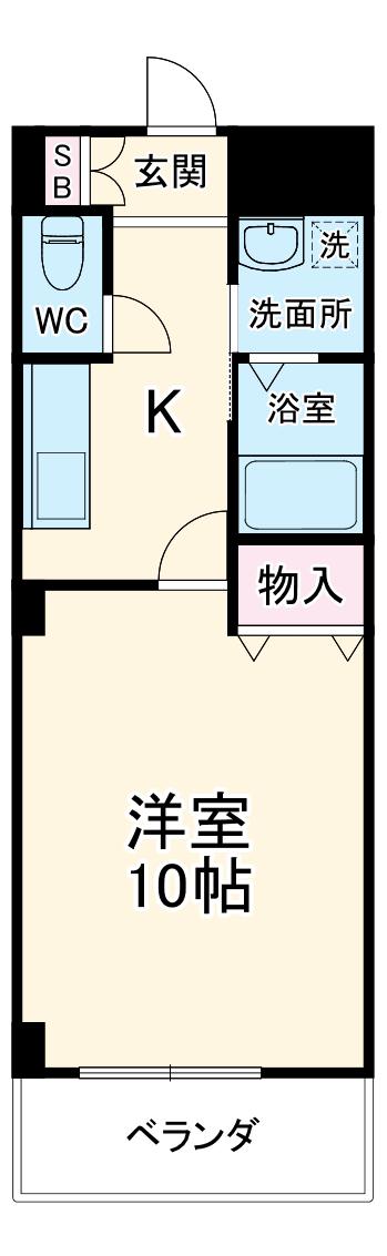 本州ビルⅢ(1K/5階)の間取り写真