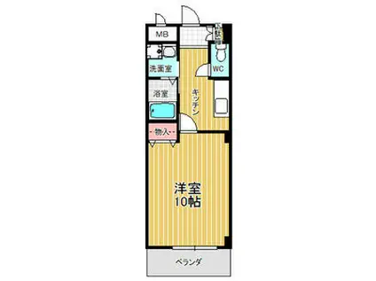 本州ビルⅢ(1K/6階)の間取り写真