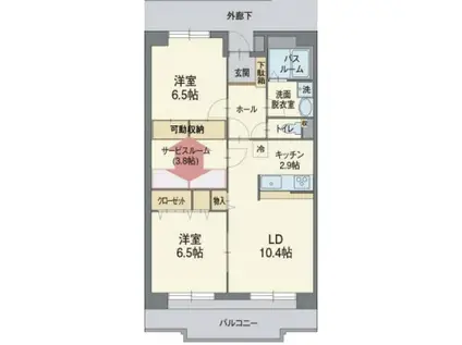 ガーデンヒルズアザレア(2SLDK/1階)の間取り写真