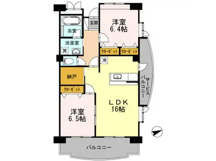 PASTORAL岡崎柱(2LDK/1階)の間取り写真