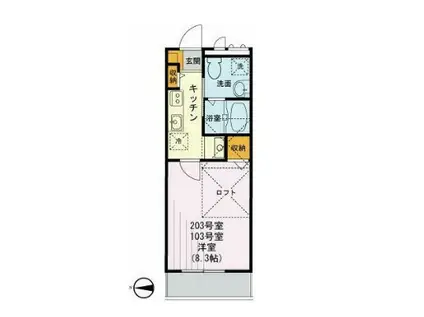 フォレストヴィラⅡ(1K/2階)の間取り写真