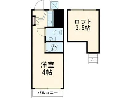 東京都新宿線 篠崎駅 徒歩8分 2階建 築39年(ワンルーム/2階)の間取り写真