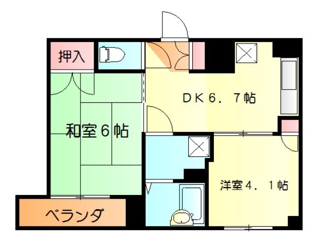 T&Sハイツ(2DK/2階)の間取り写真