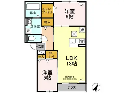 ブリーゼⅣ(2LDK/2階)の間取り写真