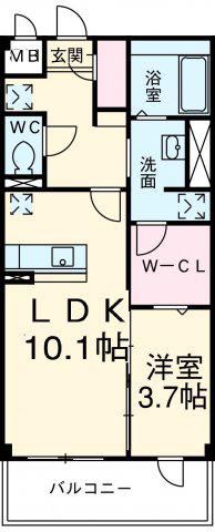 サンクレージュ2(1LDK/3階)の間取り写真