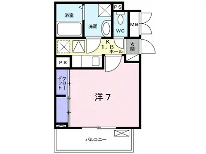 クロッシング・ヴィラージュⅡ(1K/1階)の間取り写真