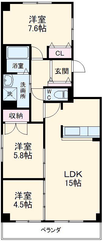 サンコーマンションⅡ(3LDK/4階)の間取り写真