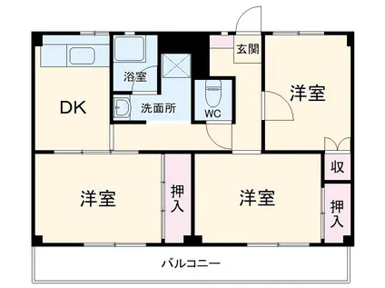ビレッジハウス公郷3号棟(3DK/4階)の間取り写真