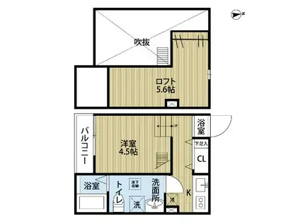 LA LUCE 松戸(1K/1階)の間取り写真