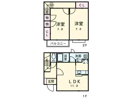 ファミール足鹿(2LDK)の間取り写真