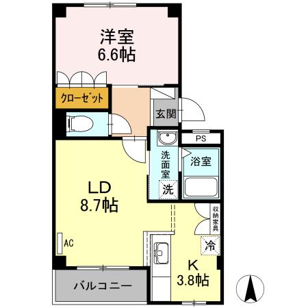 シルフィールド(1LDK/2階)の間取り写真