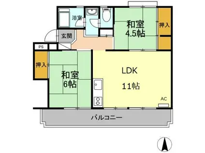 コーポ瀬尾(2LDK/2階)の間取り写真