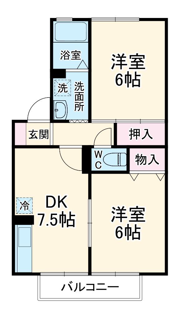 セジュールTAKA(2DK/2階)の間取り写真